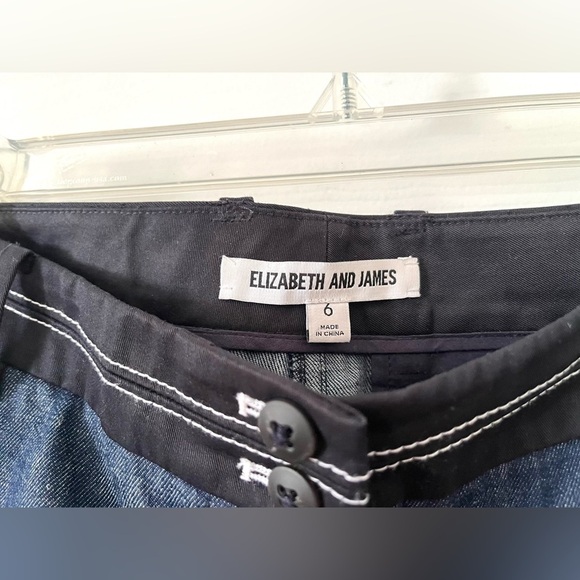 ELIZABETH & JAMES Hudson Cropped Wide Leg Denim/Linen Trousers Size 6 - Picture 4 of 9